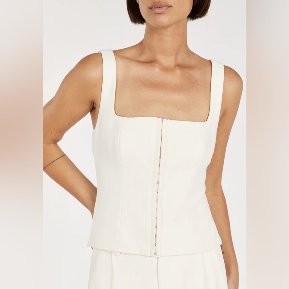 DISSH Cream Square Neck Corset Tank